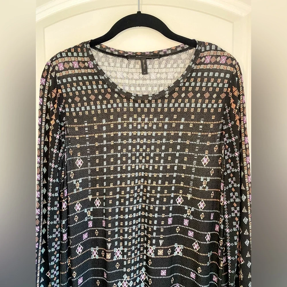 BCBGMaxAzria Jeanna Long Sleeve Dress Blackberry Combo Size M